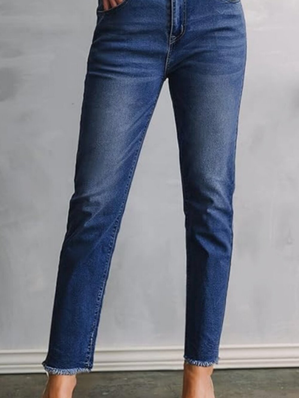 Sidefeel High Waist Straight Leg Ankle Jeans | Raw Hem | Size 14